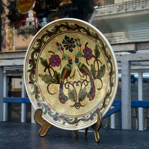 Collectible ceramic decorative plate Athens signed with peacocks 24cm used