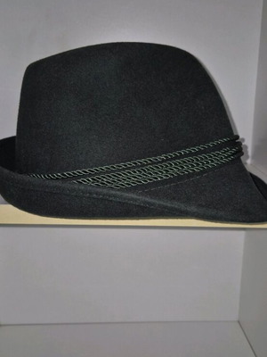 Tyrolean Alpine Hat with Feather felt like new, green, size 58