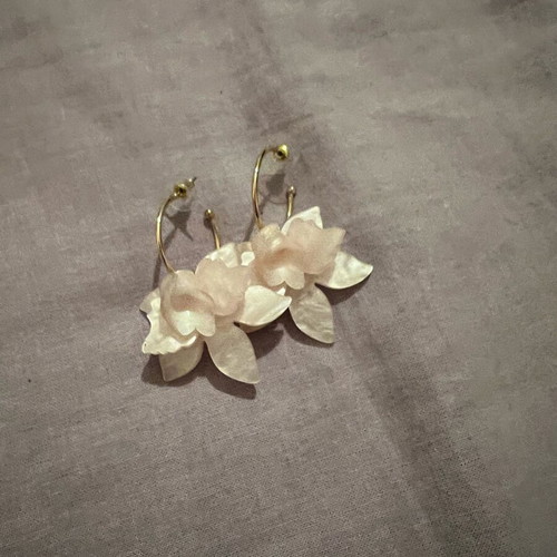 Hoop earrings with roses new, pink and gold