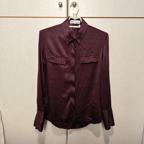 Shiny Zara shirt new, burgundy, size M