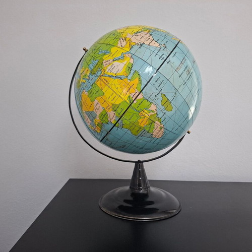 Retro Greek globe vintage 1970s used with Greek labeling