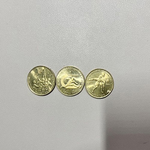 Greek commemorative collectible coins, set of 3, first Olympics