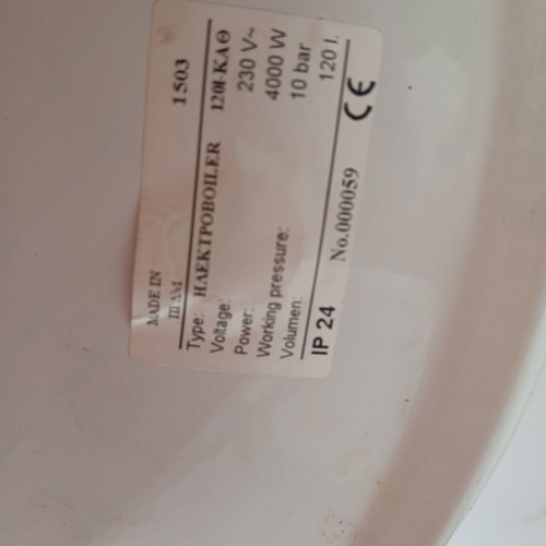Bartec Electric Water Heater 120 Liters used, titanium glass