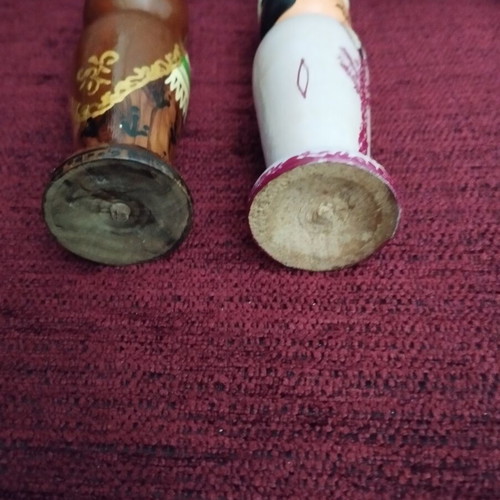 Decorative wooden dolls used, vintage hand-painted pair from Egypt