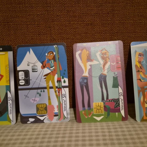 France Télécom Les Cabines phone card set used, 4 cards 2001