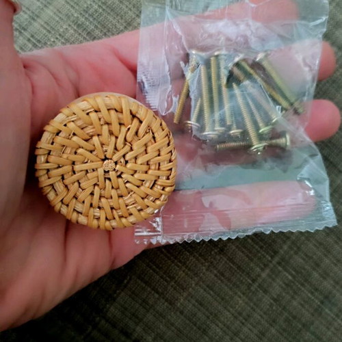 Wardrobe knobs new with handmade natural rattan pattern