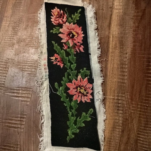 Handmade embroidered canvas fabric used with pink flowers