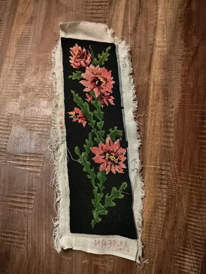 Handmade embroidered canvas fabric used with pink flowers