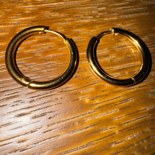 Hoop earrings new, medium size, stainless steel, gold color
