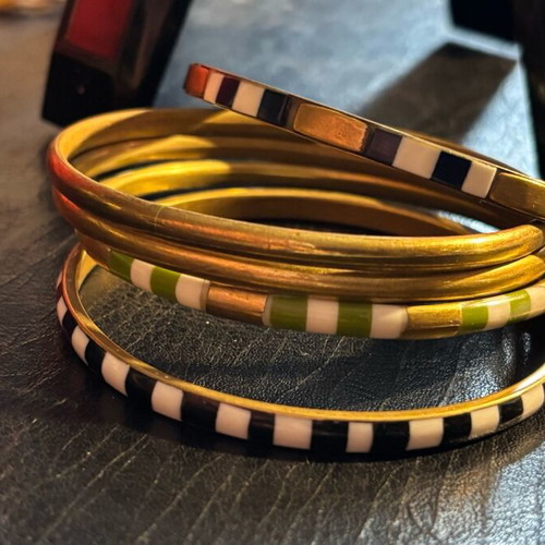 Zara bracelets set of five like new striped metal
