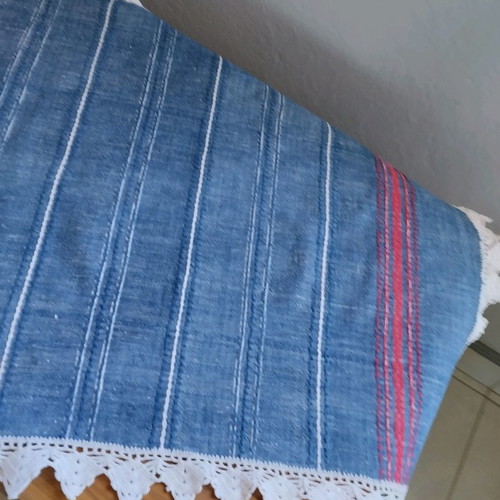 Handwoven table runner used with lace 90x50 cm