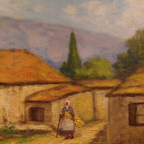 Oil painting by M. Romanidou like new with frame