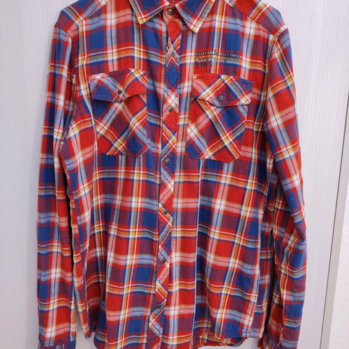 Retro Jeans plaid shirt size M like new, blue and red