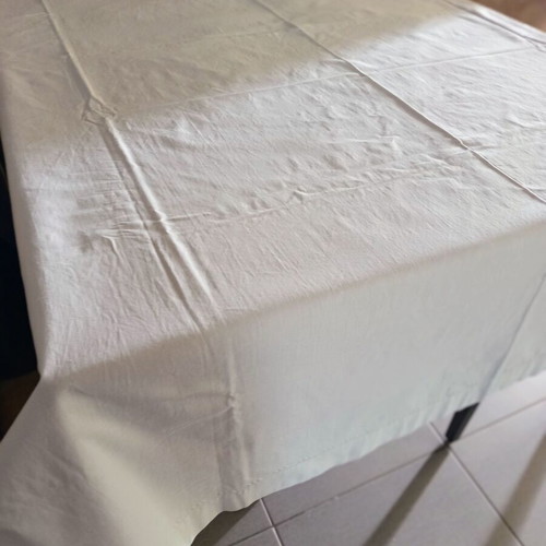 Tablecloth handmade classic white cotton 200x175 cm like new