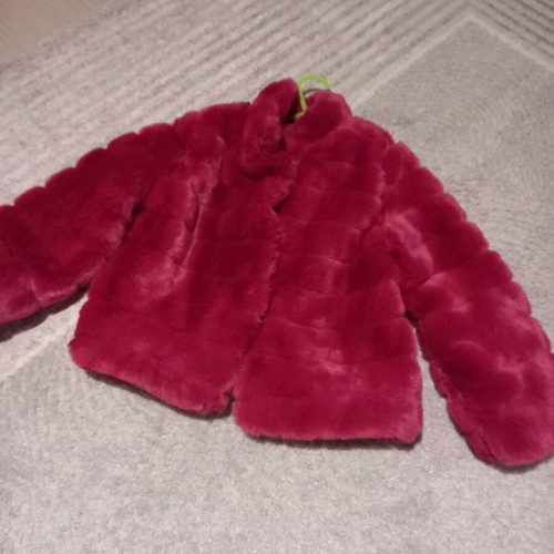 Velvet fur coat like new, pink, for ages 6 to 8