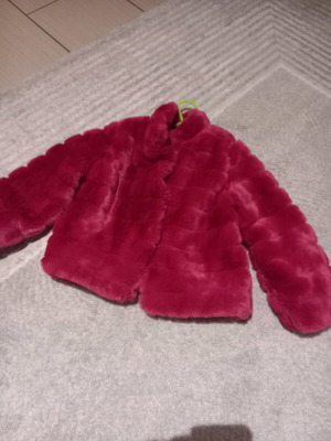 Velvet fur coat like new, pink, for ages 6 to 8