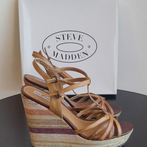 Steve Madden women's platform espadrille sandals size 39 used, tan