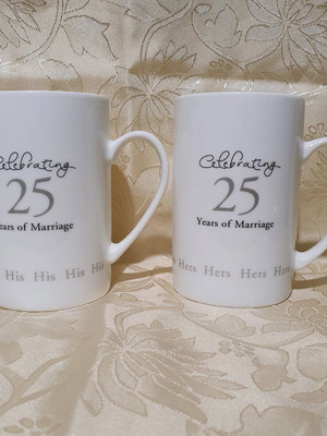 Celebrating 25 Years of Marriage Hot Drink Mugs like new