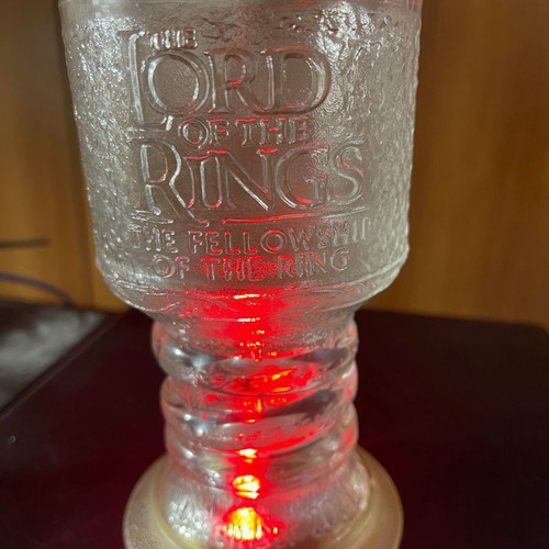 Collectible glass Lord of the Rings cup unused with LED lights