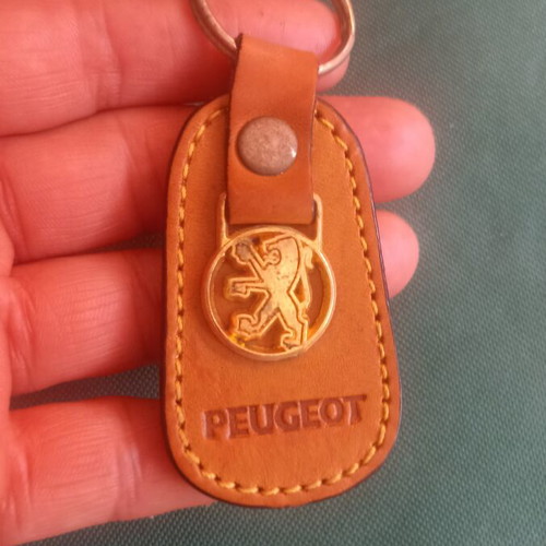 Authentic Vintage Peugeot Leather Keyring 1970s-1980s