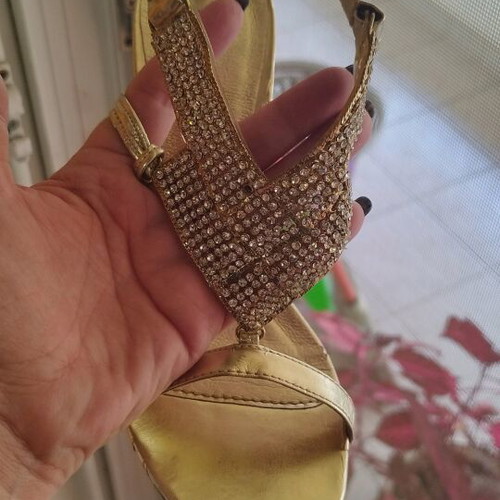 Chic gold sandals with stones size 36 used