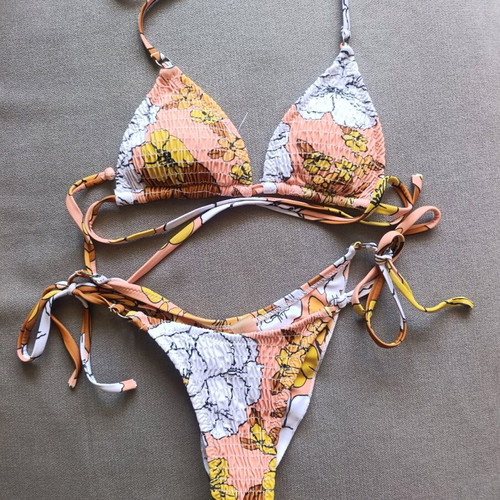 Decoro bikini set like new, brazil bottom, white and orange