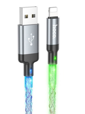 Καλώδιο Shine USB-A σε Lightning U112 για φόρτιση και μεταφορά δεδομένων 1μ ασημί