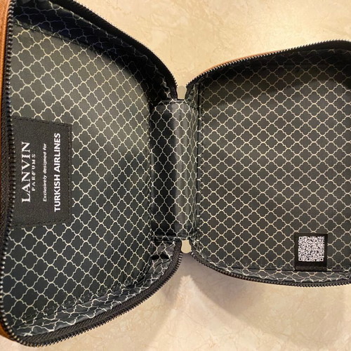 Lanvin square toiletry bag black and brown new with travel cosmetics
