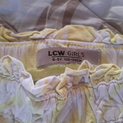 LCW girls' palazzo pants, age 8-9, white and yellow