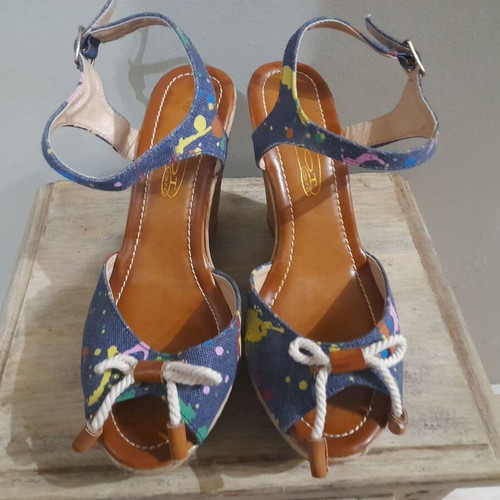ITALIAN DENIM PLATFORM MULTICOLORED NEW