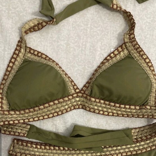 Lida triangle bikini top size S, olive green