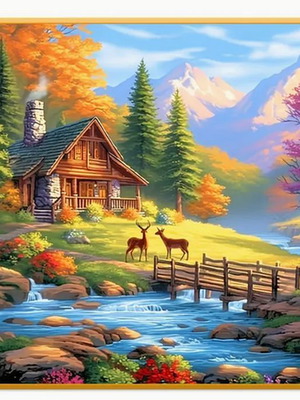 Goblen Shampa Cross Stitch Forest Cabin new