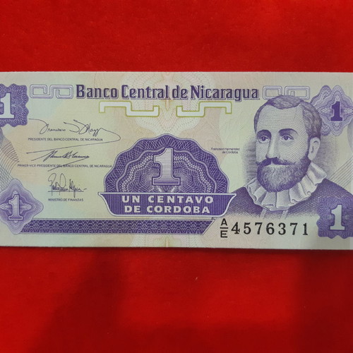 Nicaragua banknote 1 Centavo 1991 new, uncirculated