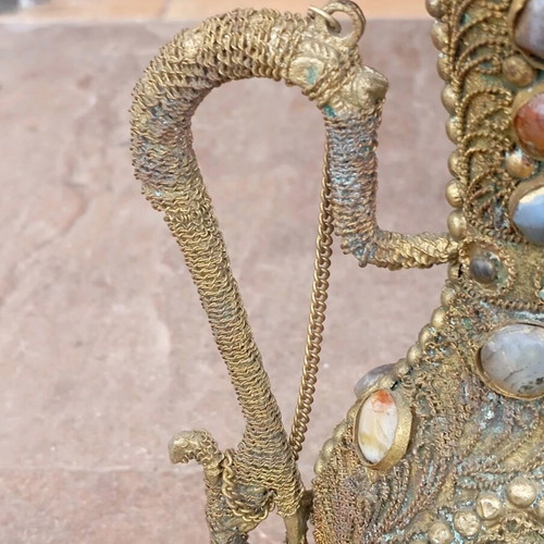 Antique ritual pot with real stones used