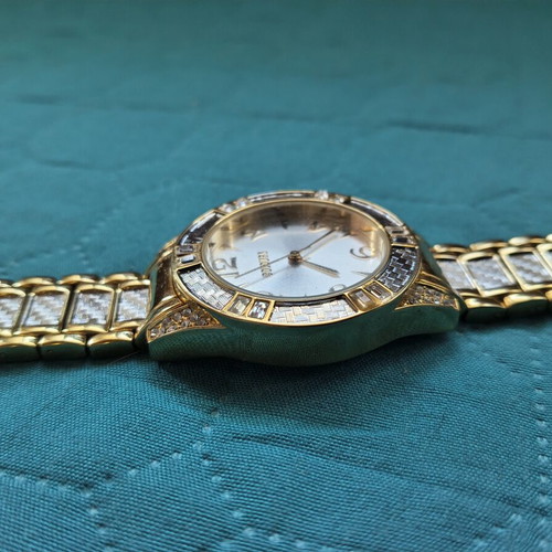 Colours women's wristwatch gold and silver with zirconia