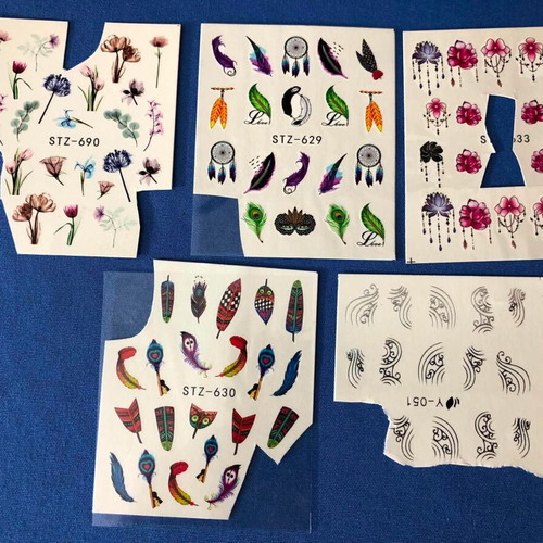 Water Nail Stickers set of 5 used, full nail