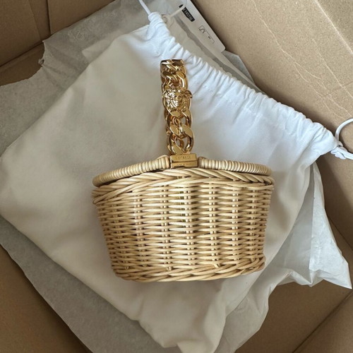 Versace bamboo basket bag new, beige and gold