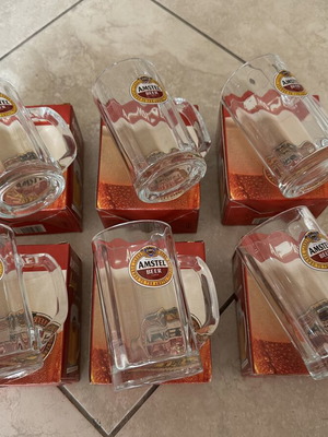 Amstel Beer Glasses Set of 6 250ml New with Boxes