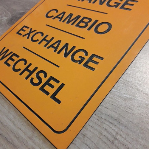 Exchange sign used, dimensions 20x30 cm