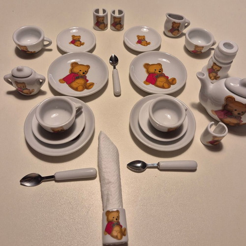 Porcelain miniature toy tea set used
