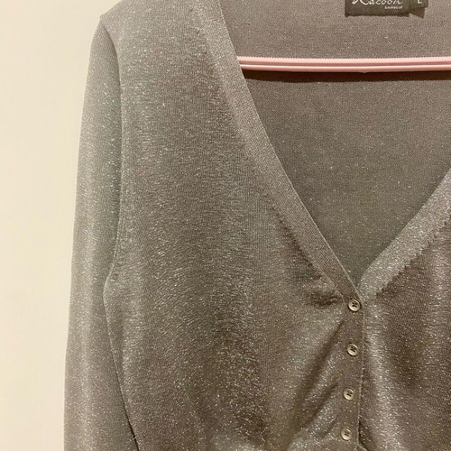 Short women's cardigan silver gray with subtle shine, like new