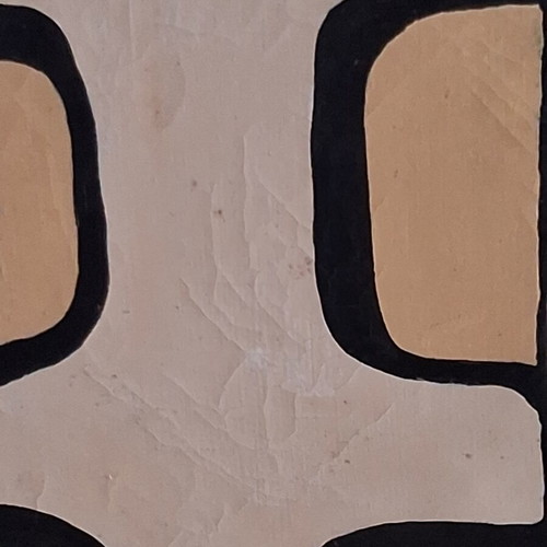 Abstract painting 50x60 cm signed K.M. used, tribal ethnic art