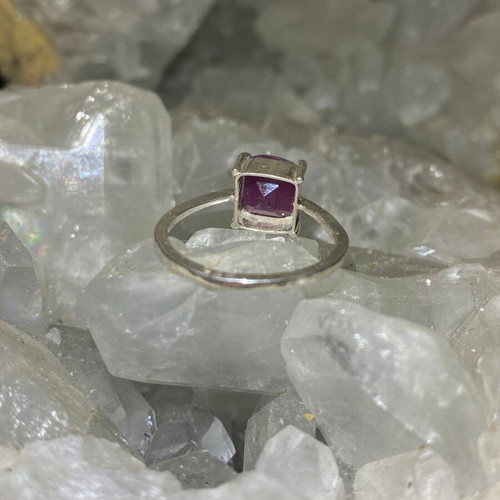 Silver ring with natural ruby new, handmade