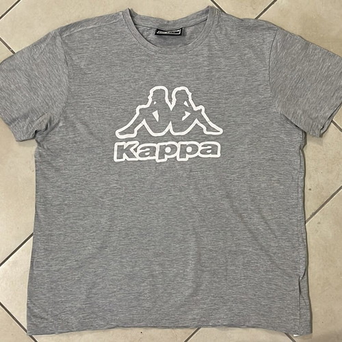 Kappa T-shirt grey melange size L with big Omini logo print
