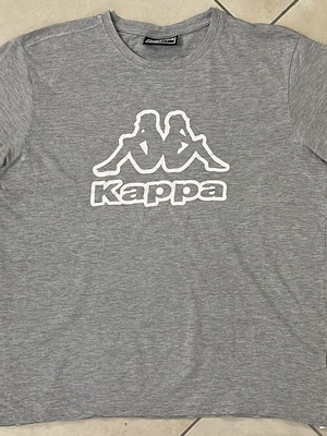 Kappa T-shirt grey melange size L with big Omini logo print