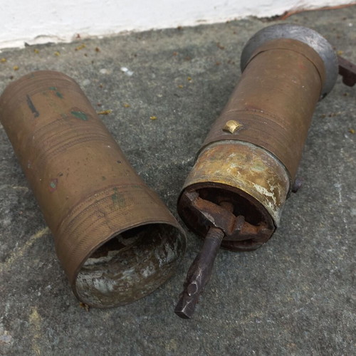 Old brass coffee-pepper grinder used
