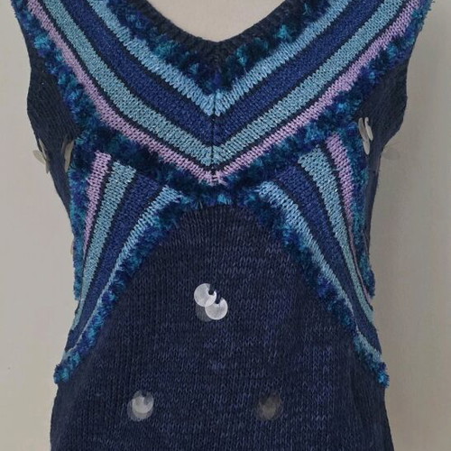 Vintage handmade blouse used, rare multicolor design