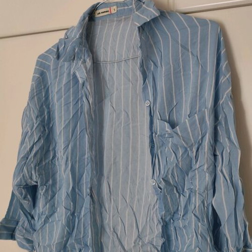 Striped shirt Pink Woman like new, summer short sleeve, white and blue