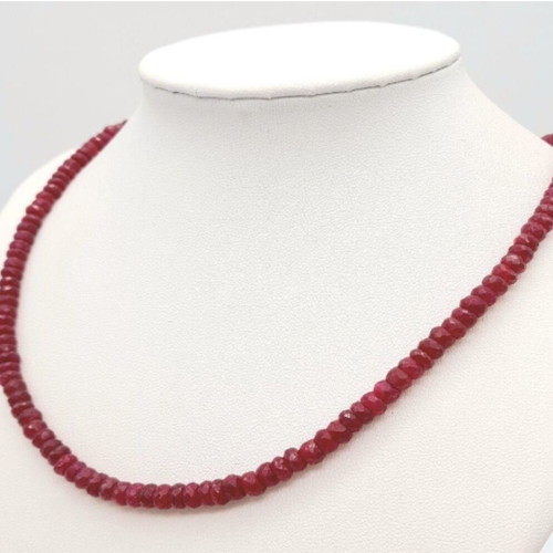 Ruby necklace 135 carats, new, silver clasp 925