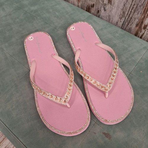 Flip-flops with rhinestones pink Hot Sand new